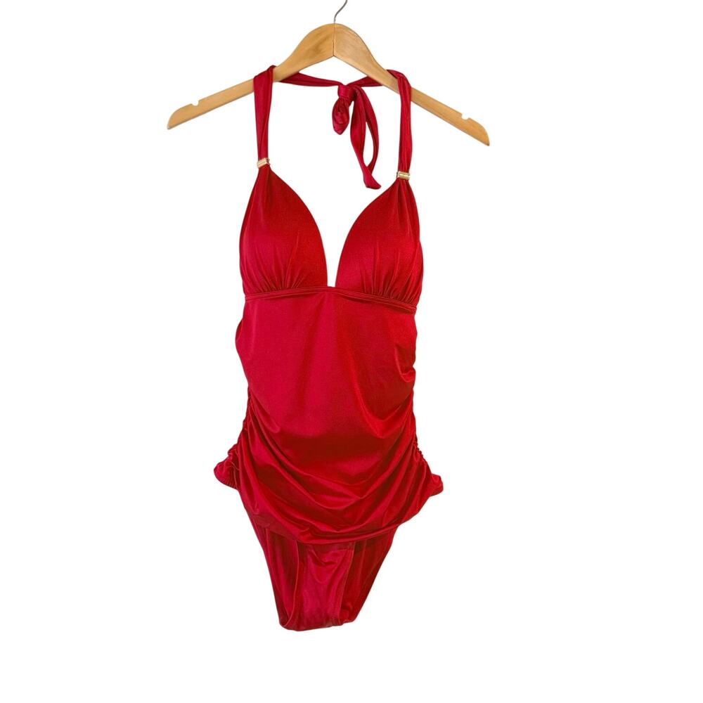 Victoria’s Secret Swimsuit NWT Size L Red One Piece Halter Underwire Padded